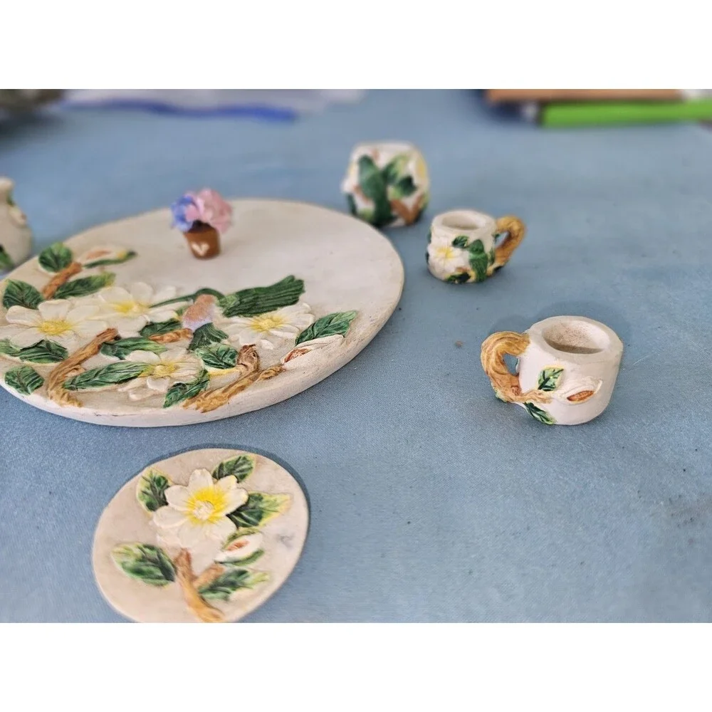 Vintage Hummingbird And Floral Tea Set 8 Piece
